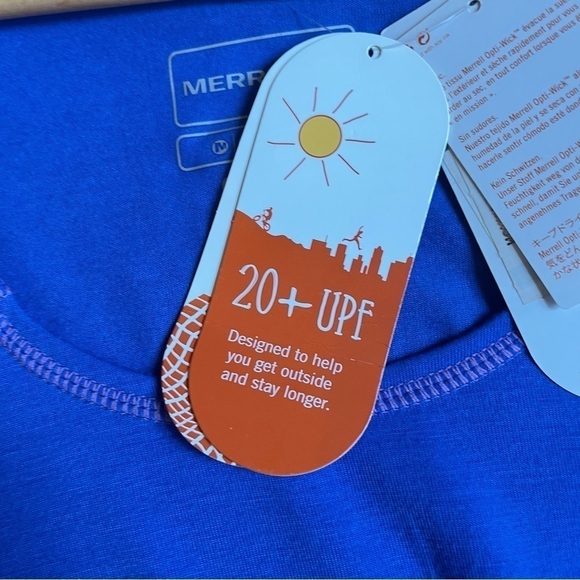 NWT Merrell | Ionic Shirt Blue Purple Hiking Workout XL UPF Protection Outdoors - Picture 9 of 10
